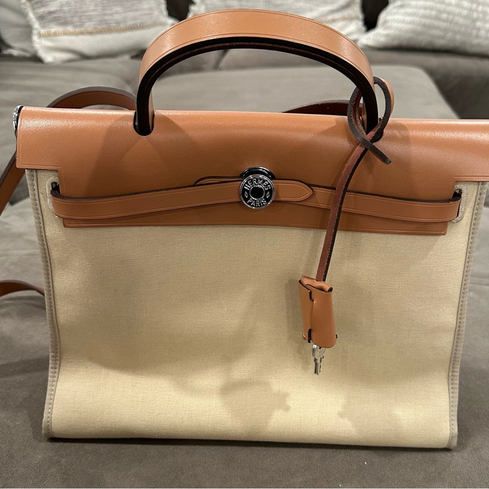 Tan and Cream Crossbody Bag